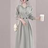 Spring French Hepburn Style Professional High-end Dress Women's Fashion Temperament Light Luxury Royal Sister Style Long-sleeved Shirt Skirt