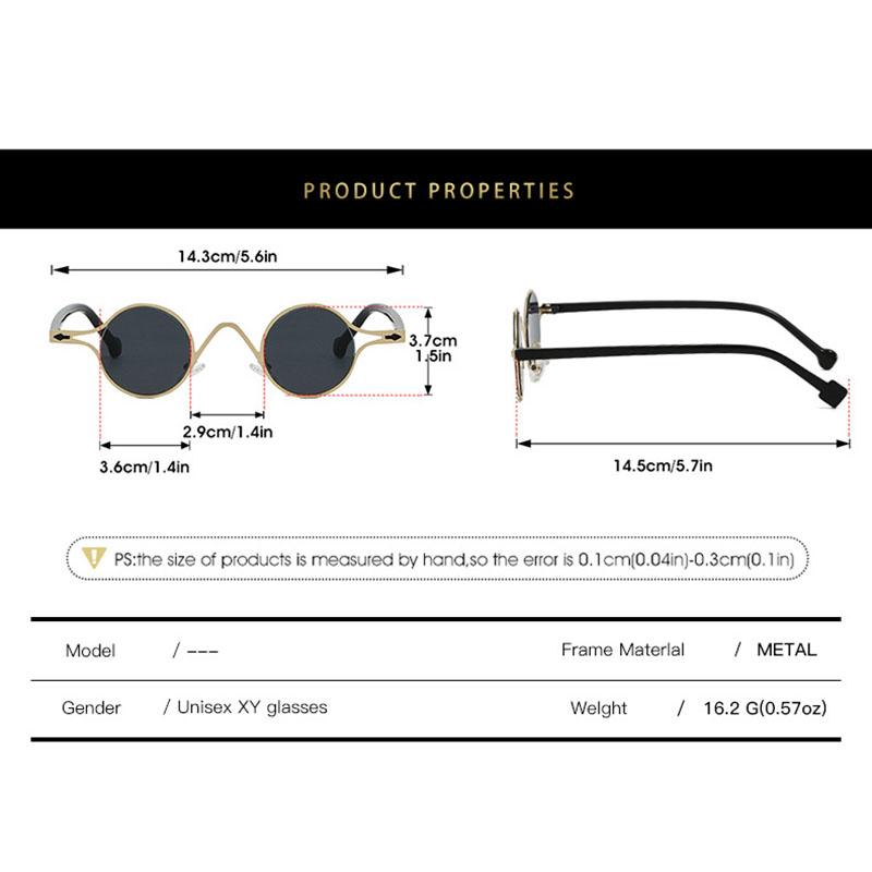 Steampunk  Metal Round Sunglasses Women For Men Vintage Sun Glasses Popular Luxury Brand Designer Small Frame Shades Uv400