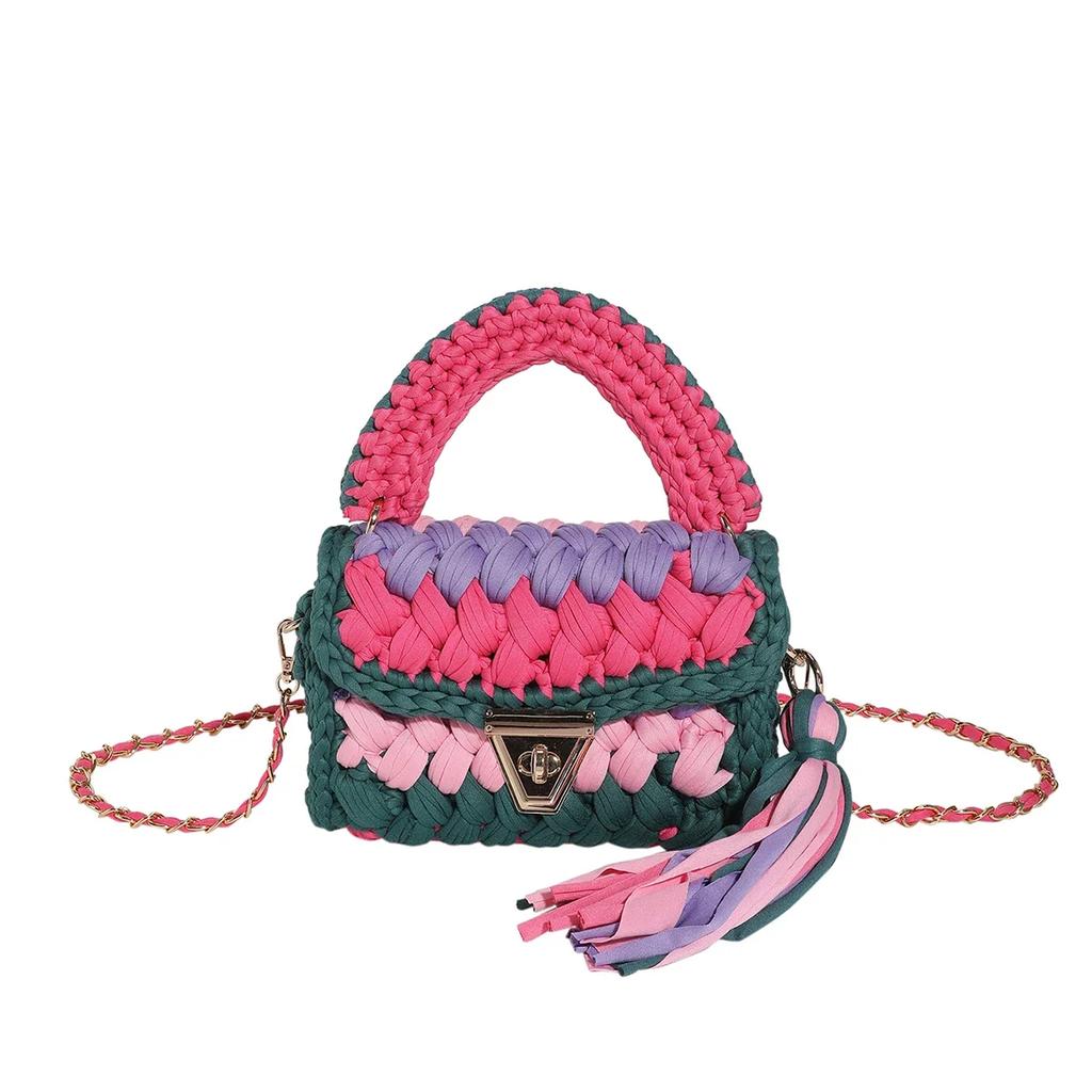 Women Handbag Woven Bags Knitted Shoulder Bag Chunky Knit Bags Crochet Top Handle Bag Lady Shopper Gifts