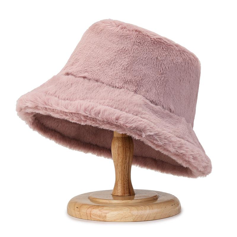 

New Women Warm Thick Bucket Hats Cool Panama Lady Autumn Winter Outdoor Solid Color Fisherman Cap Hat For Women One Size рожевий