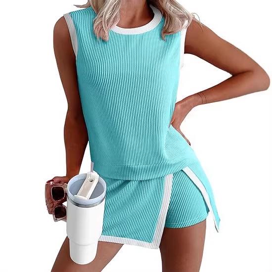Women's Casual Round Neck Loose T-shirt and Elastic Waist Pants Skirt Set 2026