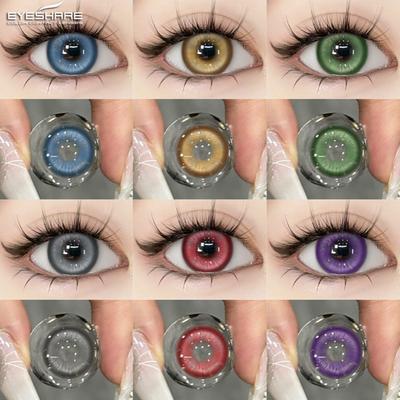 2pcs Cosplay Lens Madrid Series Red Eyes Blue Pupils Brown Lenses Natural Yearly Cosmetic