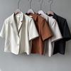 Summer Women Elegant Solid Suit Jackets Office Lady Short Sleeve Single Breasted Casual Blazer Casual Coat
