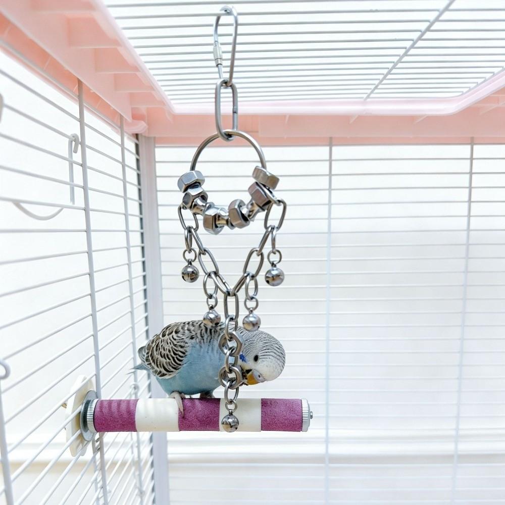 Wear-resistant Metal Bird Chain Bells Toys Bite Resistant Bird Cage Hanging Toy Small Medium Birds