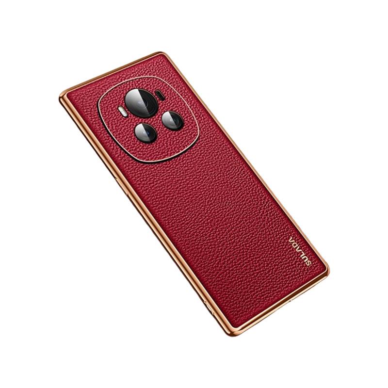 Suitable for Honor Magic6pro Mobile Phone Case Electroplating Honor Full-inclusive Anti-fall M5 Lychee Pattern Business Men and Women Leather Case