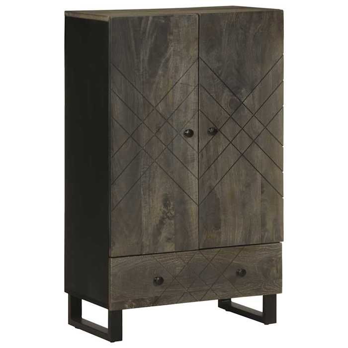 VidaXL Black Buffet 60x33x100 Cm Solid Mango Wood, Side Cabinet, High Storage Cabinet, High Display Cabinet, 4017714