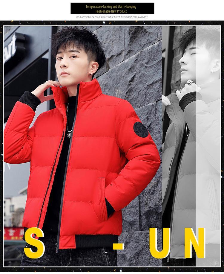 Men's Stand-Up Collar Warm Cotton Jacket - Autumn/Winter Casual Korean Style