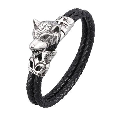Viking Kurt Başı Bileklik Deri İp Zincir Bileklik Erkek Muska Bileklik Viking Takıları Hediye