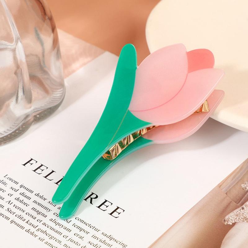 Fashionable Niche Tulip Hair Clip Women Gentle High-end Small Fresh Hairs Accessories Girls Exquisite Elegant Metal Clips Gifts LS