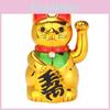 Gold Lucky Cat Figurine With Battery Operated Waving Function For Retail Display