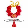 Handmade Cat Dog Scarves Lightweight Chinese Style New Year Cat Bow Tie Embroidery Pattern Red Tassels Knitted Pet Collar