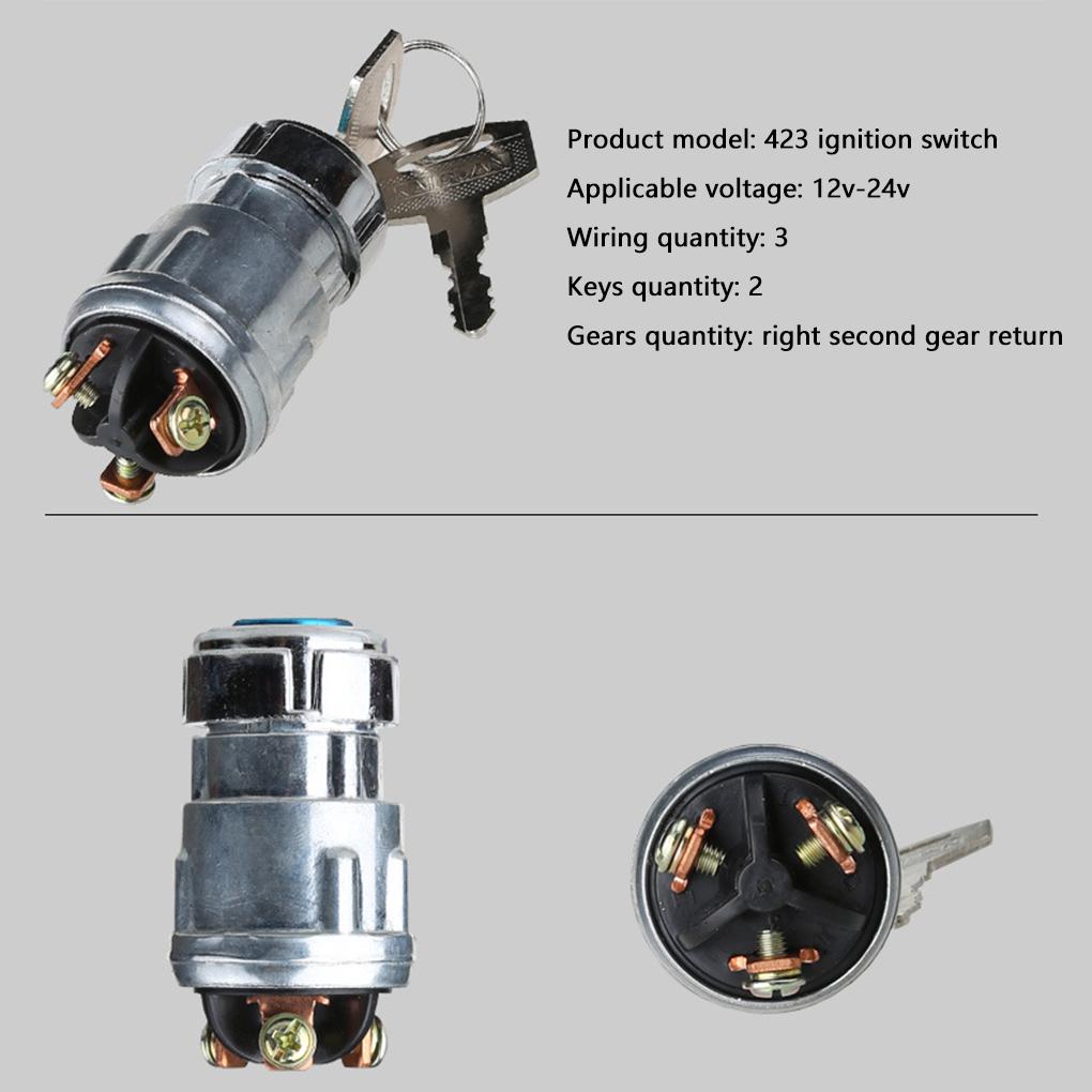 Car Ignition Switch Universal 12V Ignition Starter 24mm Metal Car Engine Starter with 2 Keys