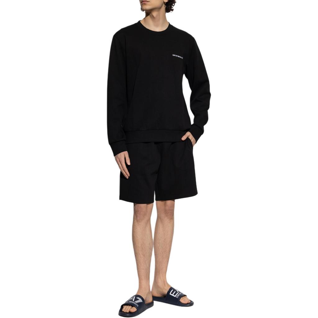 Emporio Armani Logo Embroidered Crew Neck Long Sleeve Sweatshirt Men sweatshirt Black EM000520-AF10790-UC001