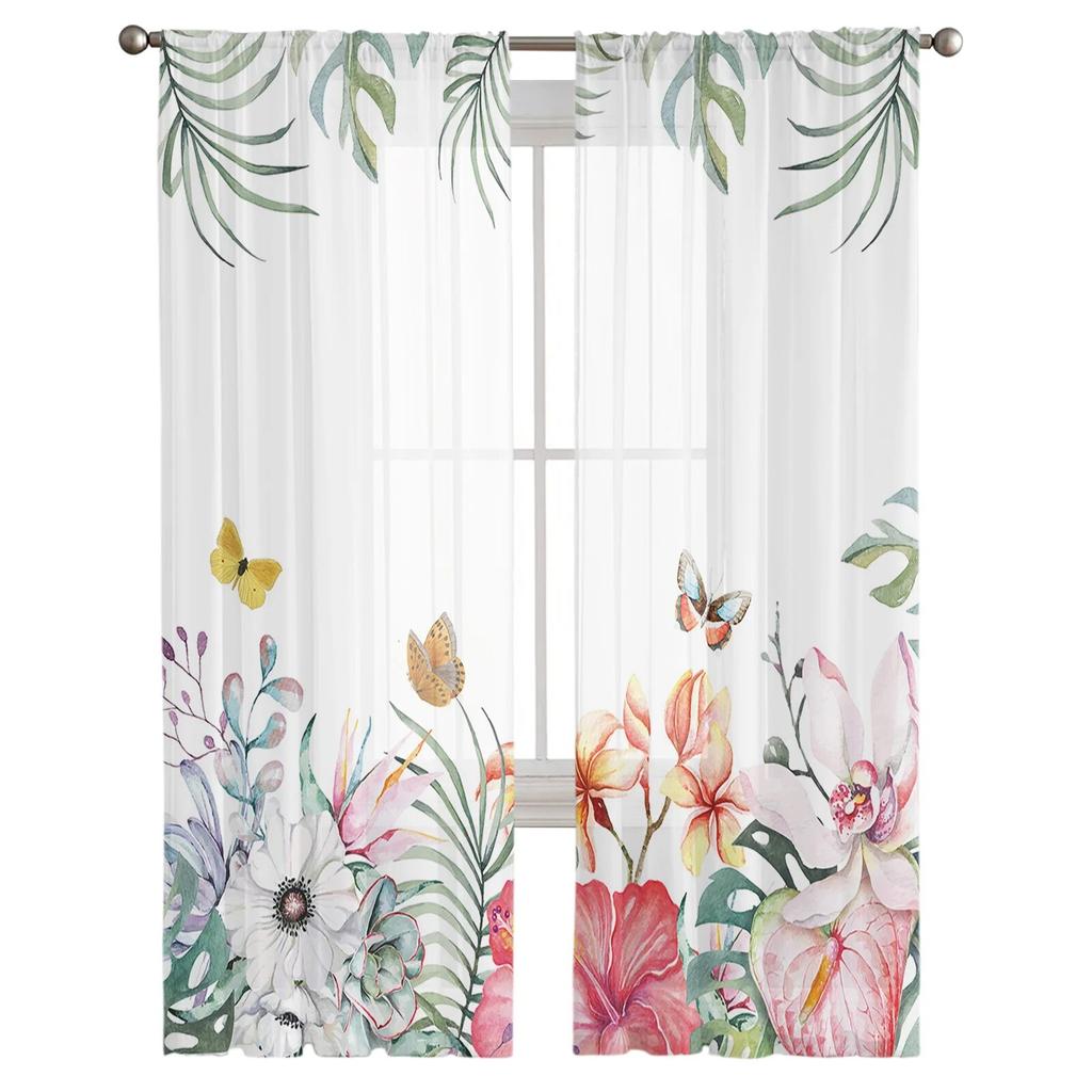 Ins Tropische Pflanze Palmblatt Bananenblatt Blume Gardinen Schlafzimmer Wohnzimmer Voile Fenster Vorhänge Tüll Vorhänge Kinderzimmer