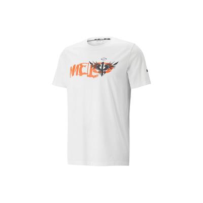 Camiseta Esportiva Casual de Manga Curta com Estampa de Logo de Letras LaMelo Ball Basquete Masculino Tops Branco 621714-01