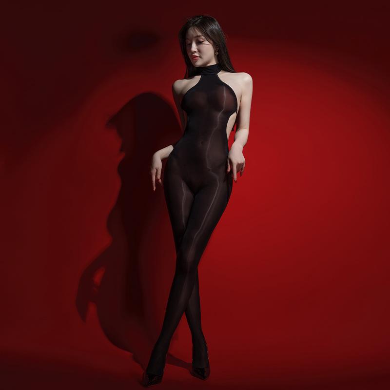 "6D Super Shiny Horse Oil Stockings Open Crotch Backless Jumpsuit – Sexy, Tight, Alluring Full-Body Wrap"