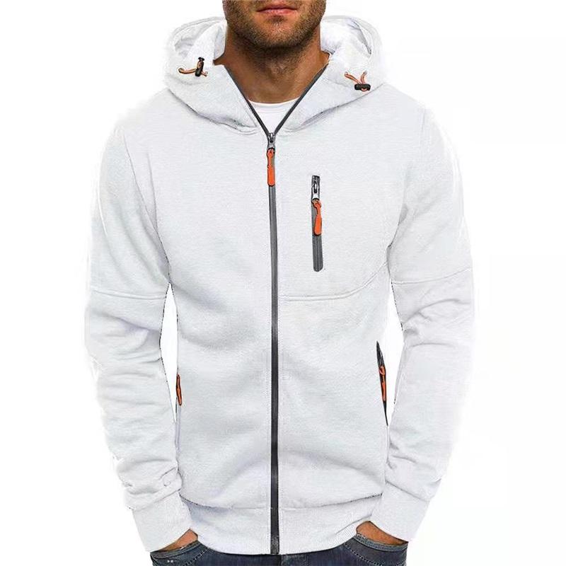 

Men s Full-Zip Hooded Sweatshirt Casual Sport Jacket With Colorful Zipper XXXL білий
