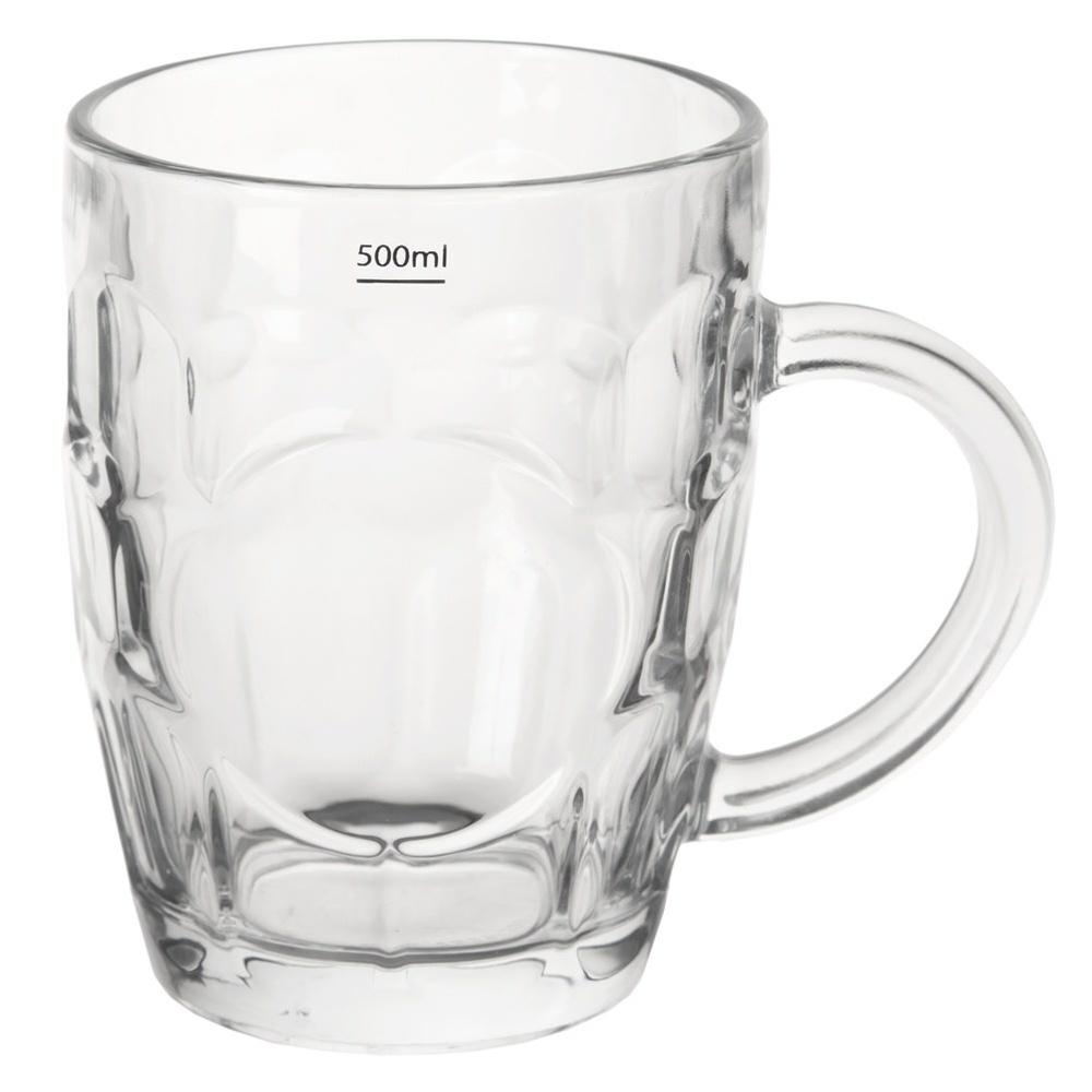 Large Glass Beer Mug with Thick Glass Handle 500 Ml 0.5L