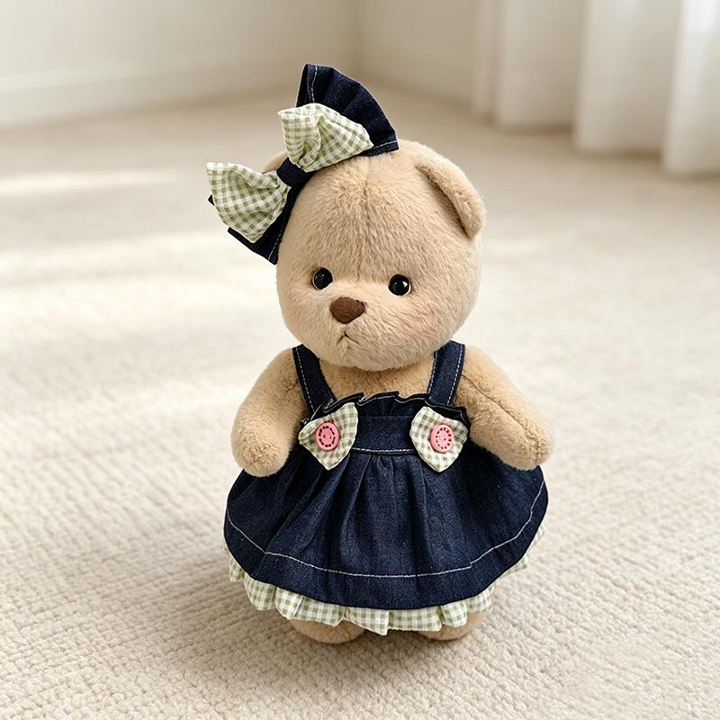 Medium Bear Outfit - Blue Pink Striped Carrot Overalls Set