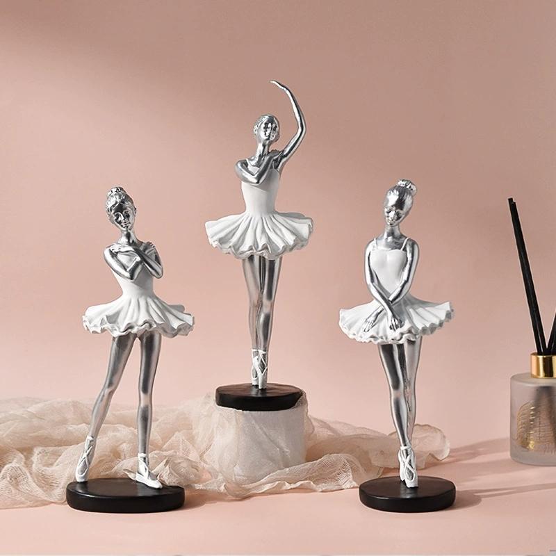 Ballet Girl Ornament Resin Handicraft Affordable Luxury Golden Silvery Desktop Living Room Ornament Modern Creativity For Gift