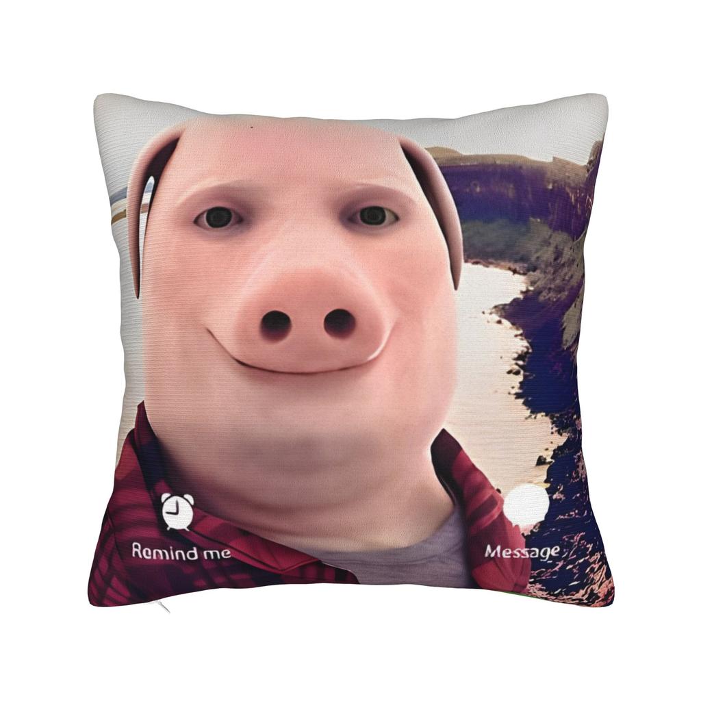 John Pork Calling Square Pillow Covers Polyester Living Room Cushion Case Funny Decor Throw Pillow Case 45*45