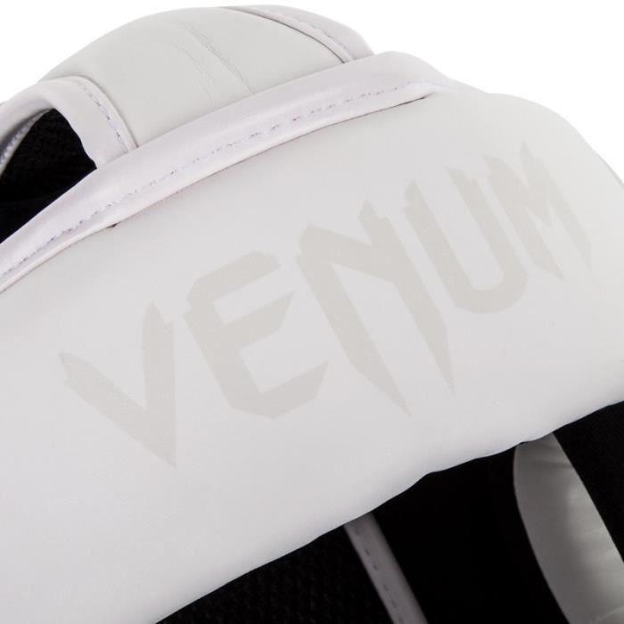 Casque De Boxe - VENUM - ELITE - Cuir Shintex Premium - Mousse Triple Densité - Blanc/Blanc