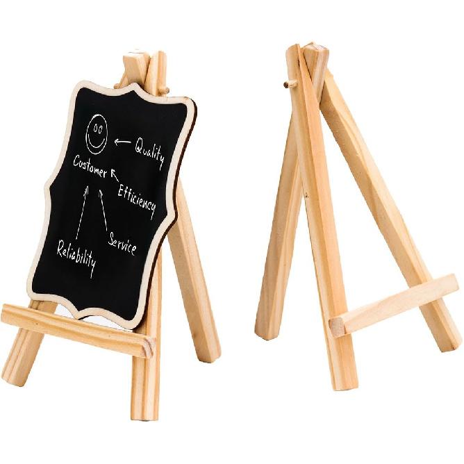Mini Wooden Easels Display - 3Inch Mini Easel & Canvas Collection, Mini Natural Wood Display Easel (Pack of 9 Easels)