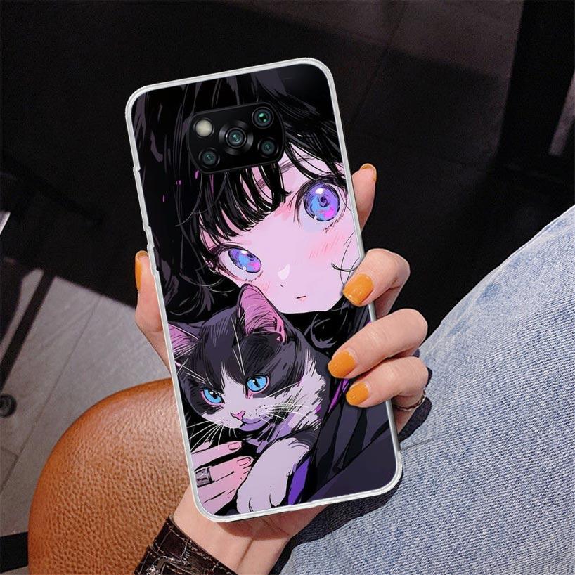 Cute Anime Ins Girls Animal Cat Phone Case For Xiaomi Poco X7 X6 X5 Pro F7 Ultra Redmi 15C 15 13C 13 12C 12 10 10A 10C 9 9A 9C 9