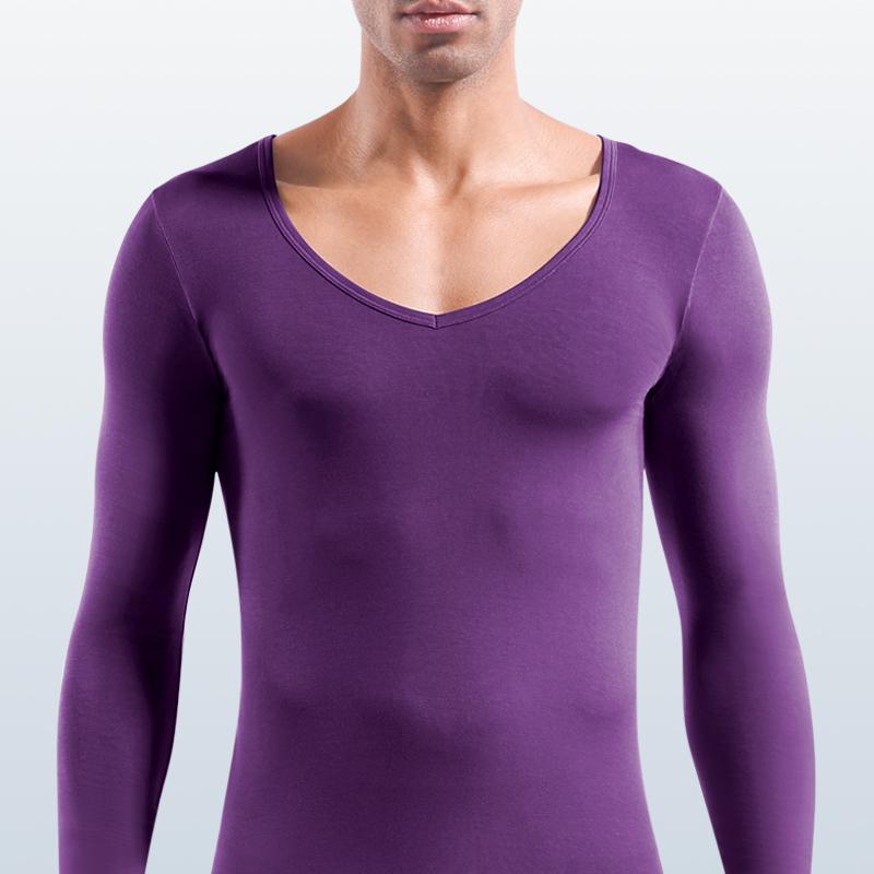 Herren Tiefer V-Ausschnitt Modal Thermisch Einteiler Basis Layer, Baumwollpullover, Dünnes Oberteil und Unterwäsche