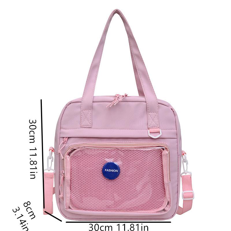 Fashion Cute Transparent Tote Bag Stylish Single Shoulder Crossbody Bag Large Capacity Casual Nylon Women's Bag Student Handbag