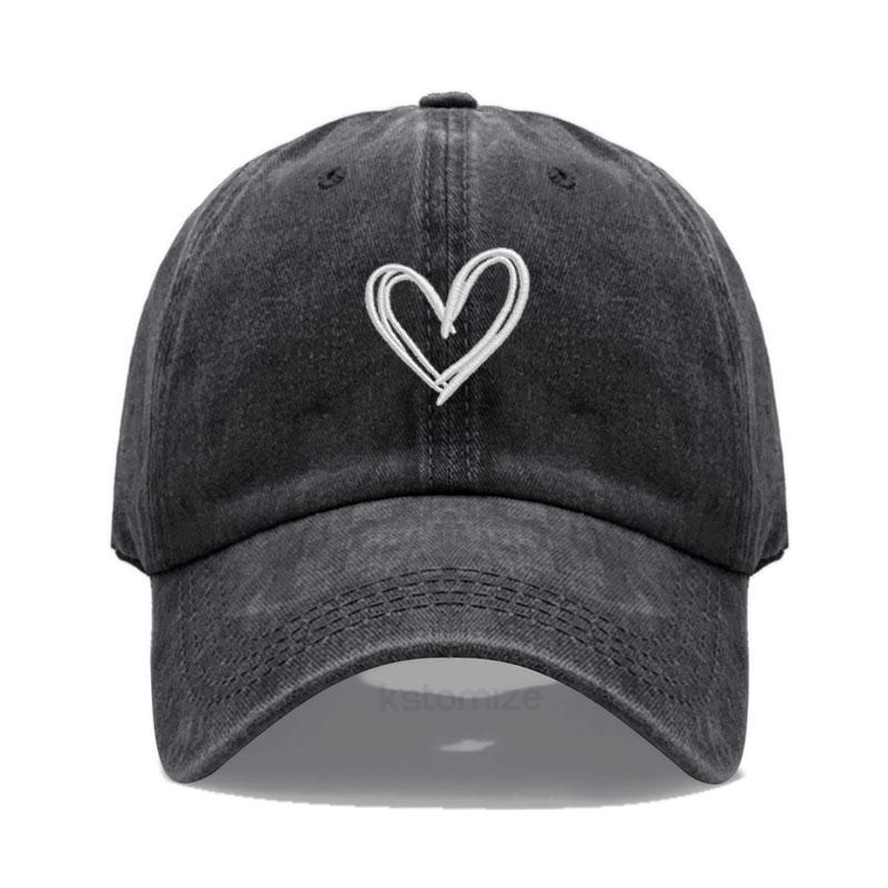 Unisex Soft Cotton Dad Hat Heart Embroidery Baseball Cap For Women Men Adjustable Unisex Casual Sports Caps