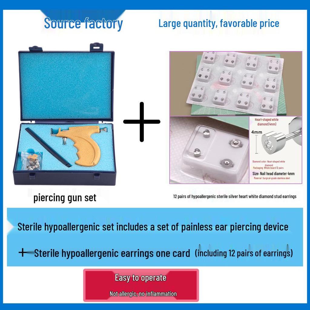 Stainless Steel Ear Piercing Gun with Ear Studs