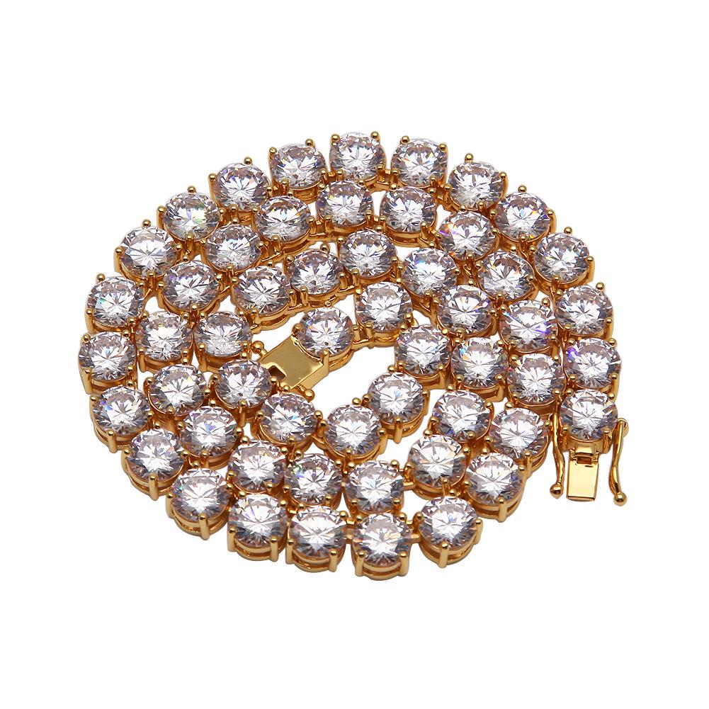 European & American Copper 8mm Zirconia Tennis Chain Necklace - Hip Hop Retro Style Jewelry