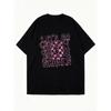 Black Oversized T-Shirt With Pink Let's Go To The Ghouls Halloween Print For Casual Wear And Party Outfits
