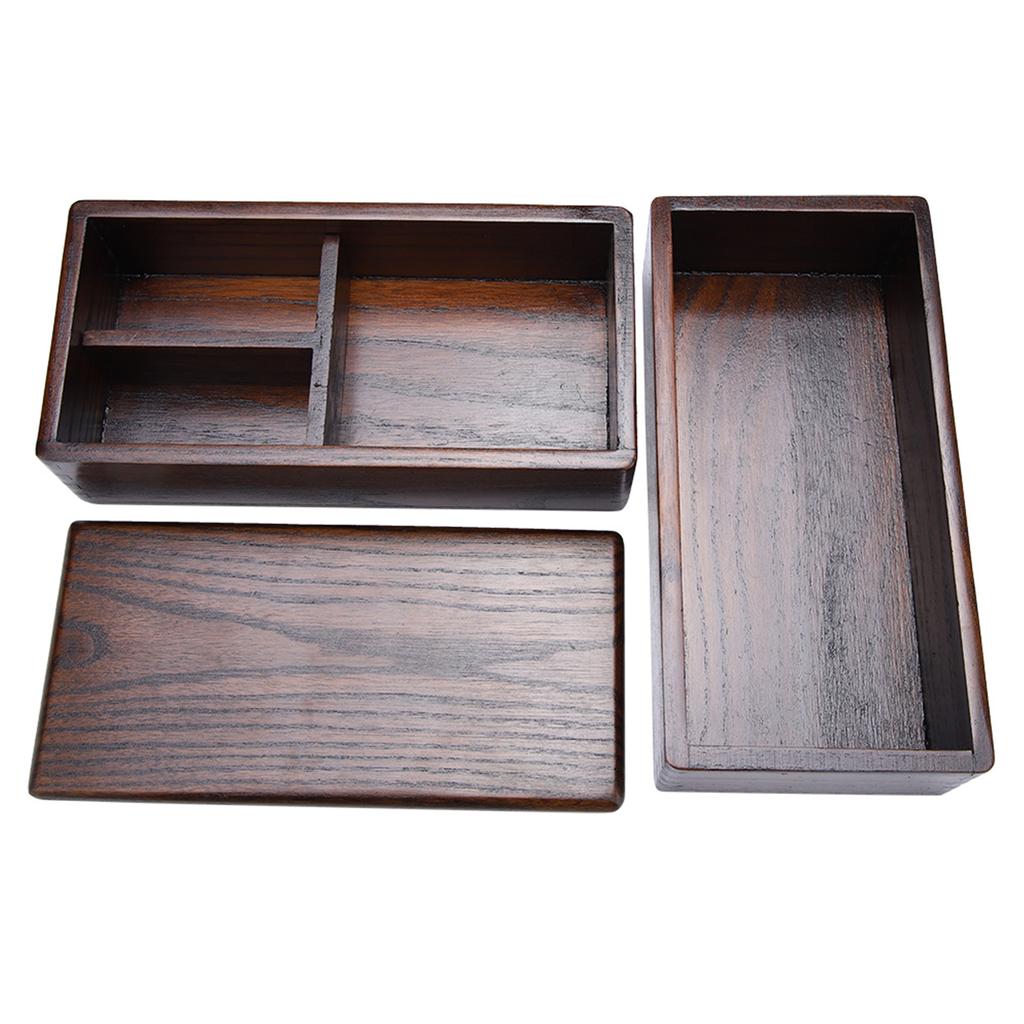 Holz-Lunchbox, doppelstöckiger Lebensmittelbehälter, tragbar, Sushi für die Schule, , Picknick, gute Wärmeisolierung, geruchlos, mit 3 Fächern, idl
