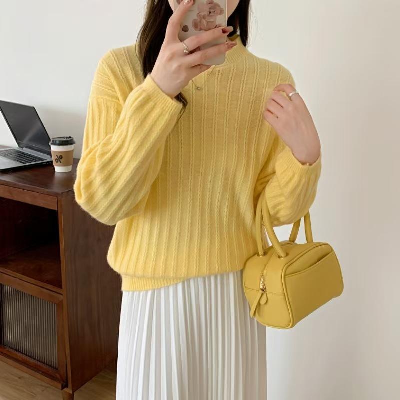 Autumn and Winter Round Neck Pullover Sweater for Women Women's Loose Knit Sweater Top