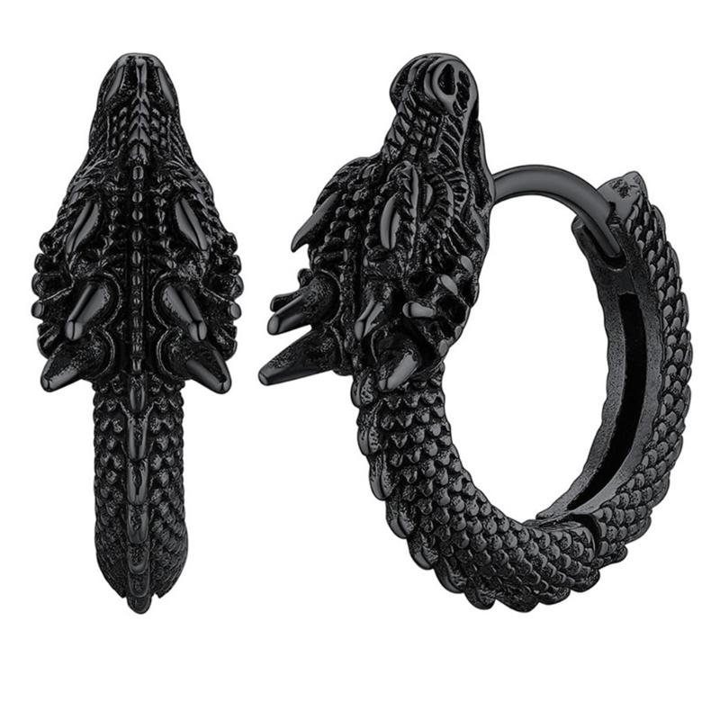 Stilvolle Drachen-Creolen Edelstahl Ohrstecker für Männer Frauen Hip Hop Punk Party Accessoire Unisex Schmuck