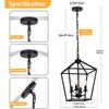 4 Lichter Bauernhaus-Pendelleuchte mit Metallkäfig, höhenverstellbar, industrielle Pendelleuchte für Kücheninsel, Schlafzimmereingang