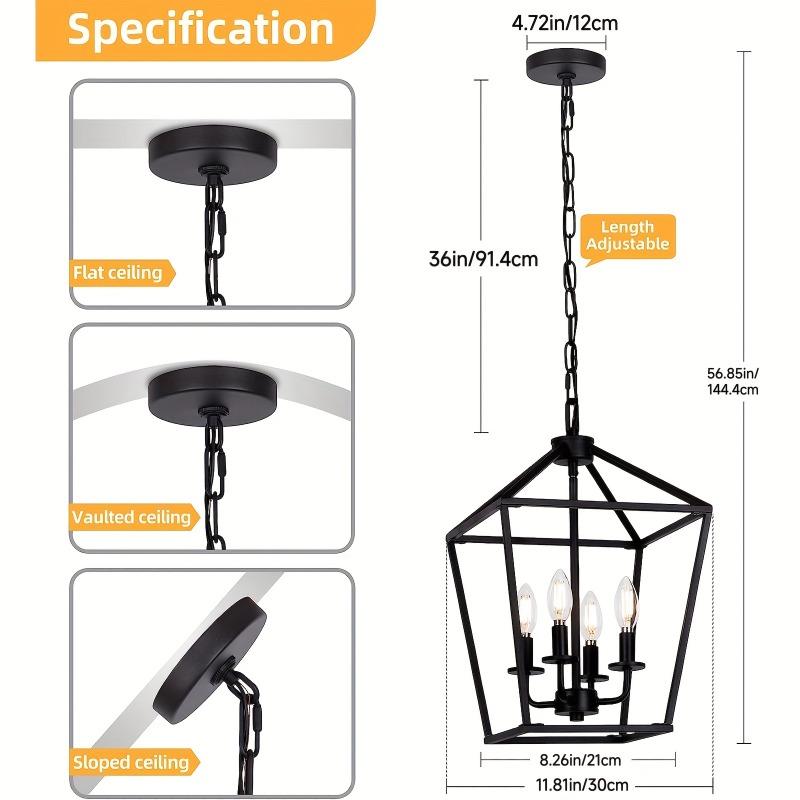 4 Lichter Bauernhaus-Pendelleuchte mit Metallkäfig, höhenverstellbar, industrielle Pendelleuchte für Kücheninsel, Schlafzimmereingang