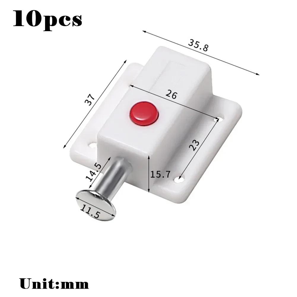 10pcs Cabinet Push Button Spring Latch Plastic Spring Pins Automatic Door Bolt Latches Lock Anti-theft Door Furniture Hardware