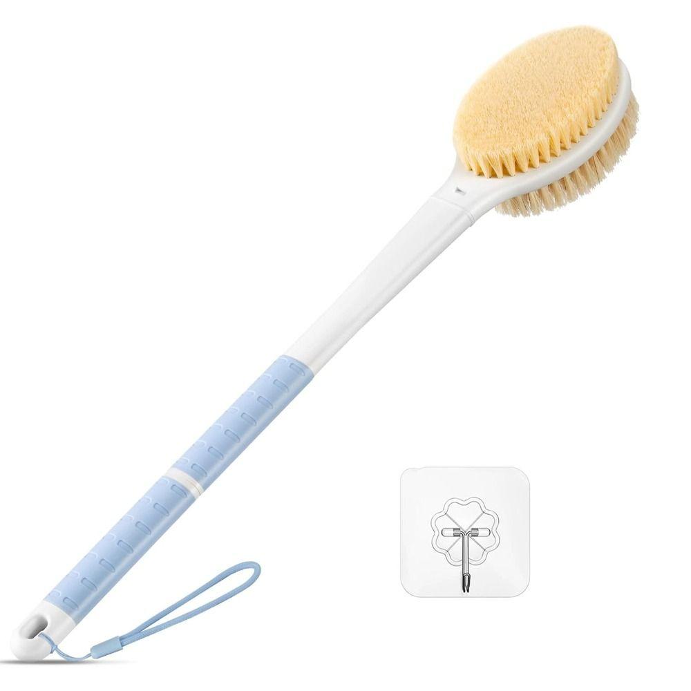 Anti Slip Back Scrubber Long Handle with Stiff and Soft Bristles Body Shower Brush Dual-Sided Body Exfoliator