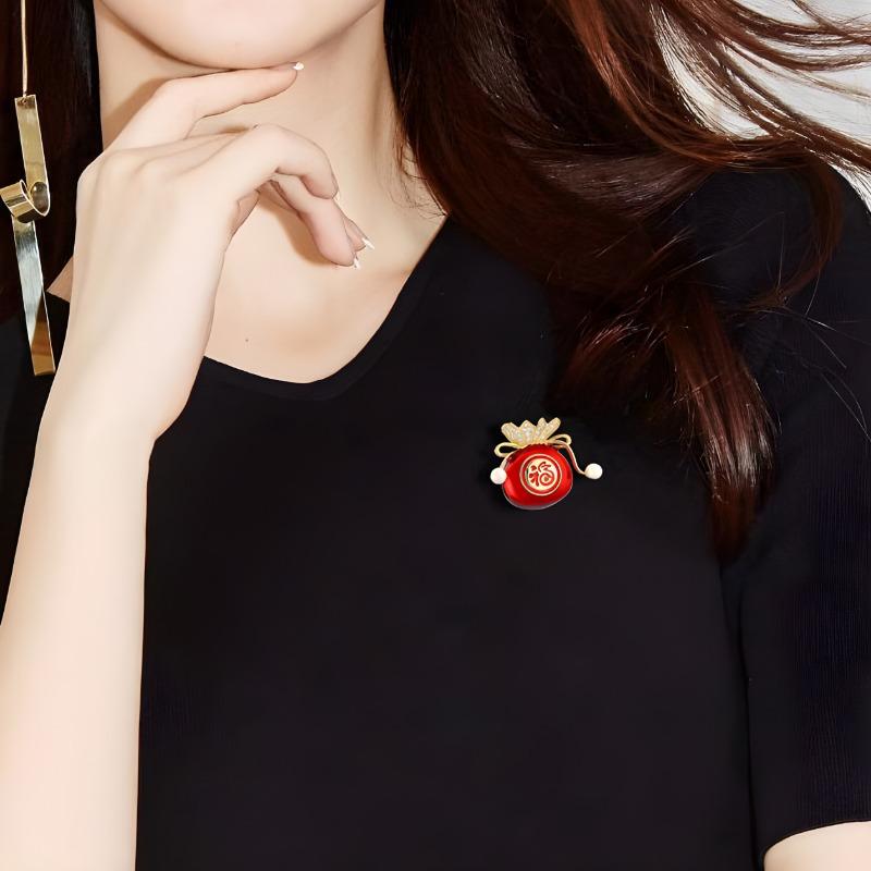 Prezent Noworoczny Kreatywna Szczęśliwa Torebka Broszka, Damska Dekoracyjna Broszka do Swetra w Chińskim Stylu na Festiwal Wiosny