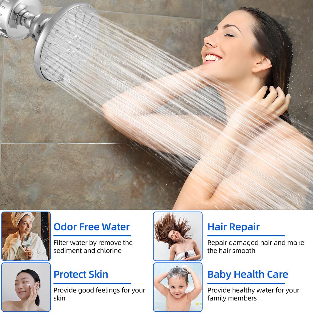 Filtrovaná sprchová hlavice, vysokotlaká, 5 nastavení spreje Kombinovaná filtrovaná sprchová hlavice 360 stupňů