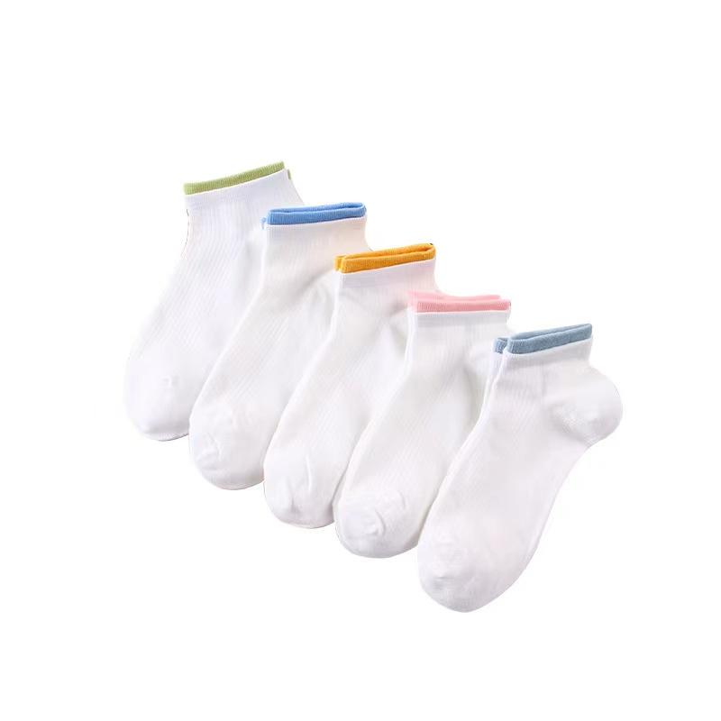 

5 пар женских носков с надписями в весенне-летнем стиле, милых, модных и удобных, в университетском стиле, с тканевой этикеткой one size