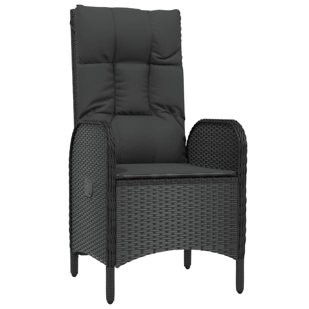 Vidaxl 7-Cz. Garden Furniture Set, Cushions, Black-Grey PE Rattan