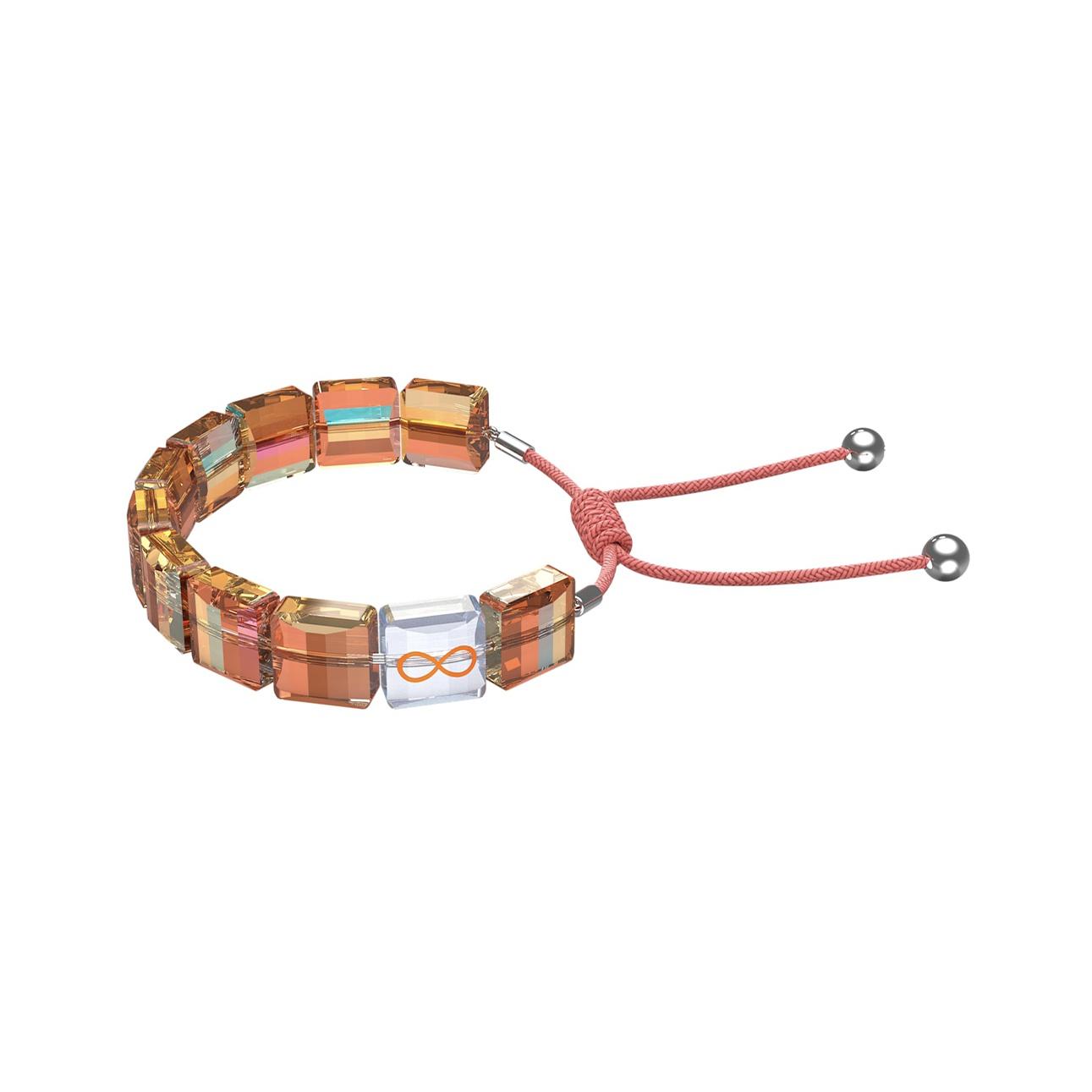 Swarovski Letra Adjustable Friendship Bracelet Women bracelet Orange Rhodium-Plated 5615002 Box (Random Color)
