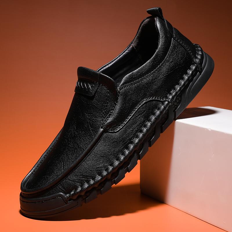 Fashion Genuine Leather Men's Loafers Non-Slip Slip On Walking Flats Breathable Outdoor Casual Shoes Male Work Office Driving Footwear