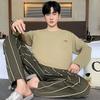 Men Pajamas Set Spring Cotton Casual Sleepwear Minimalist Style Long Leisure Homewear Fashion Boys Nightwear