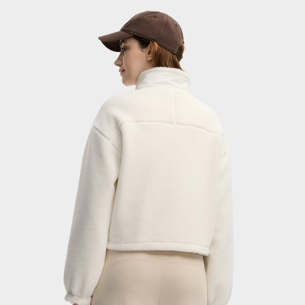 FILA Original Fashion Classic Retro Versatile Casual Warm Comfortable Lamb Fleece Jacket Women outerwear Cloud-White F11W549506FIV