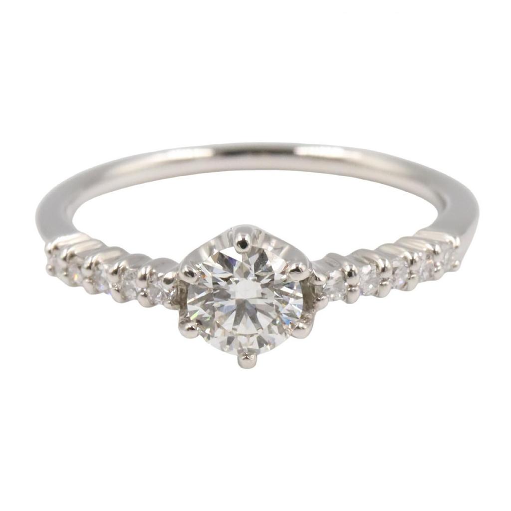 Used JEWELRY Diamond Ring Pt900 Platinum Silver Clear Used